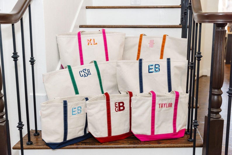 Embroidered Monogram Canvas Tote // Personalized Gift, Bridesmaid Tote, Custom Tote Bag, Bachelorette Bags, Bachelorette Party Gift image 6