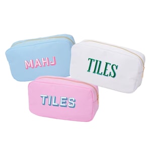 Bolsa grande de nylon bordada para Mahjong // Bolsa para peças de Mahjong, acessórios para Mahjong, bolsa para armazenamento, bolsa para porta-cartões, bolsa para Mahjong, Mah Jongg, Mahjong