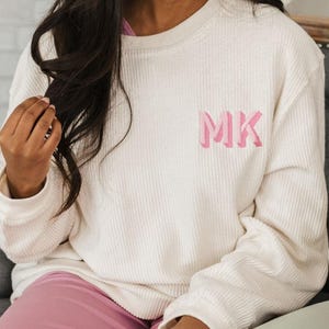 Embroidered Monogram Corded Sweatshirt // Monogram Sweatshirt, Monogram Gift, Personalized Monogram, Monogram Pullover, Monogrammed Sweater
