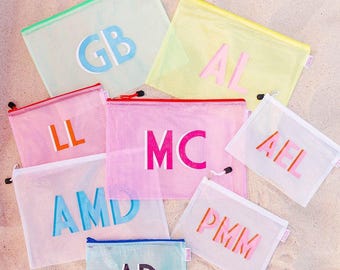 Shadow Monogram Pool Bag // Bridesmaids Wedding Custom Bachelorette Name School Everyday
