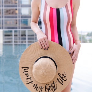 Custom Floppy Beach Hat // Bachelorette Trip Honeymoon // Beach Weekend image 3