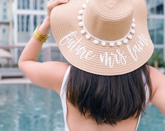Custom Floppy Beach Hat // Bachelorette Trip  Honeymoon  Wedding