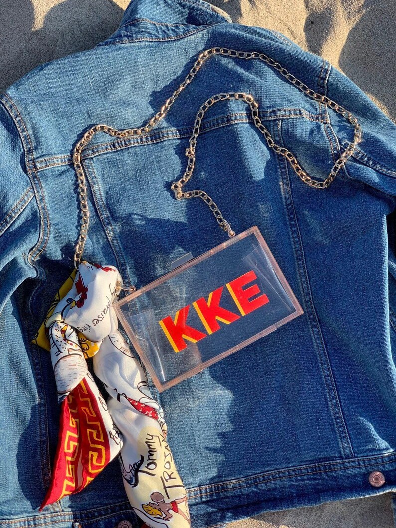 Shadow Monogram Stadiontasche // Klare Stadiontasche Klare Acryl-Kupplung Benutzerdefinierte klare Stadiontasche Klare Konzertbeutel Crossbody-Tasche Klare Tasche Bild 3