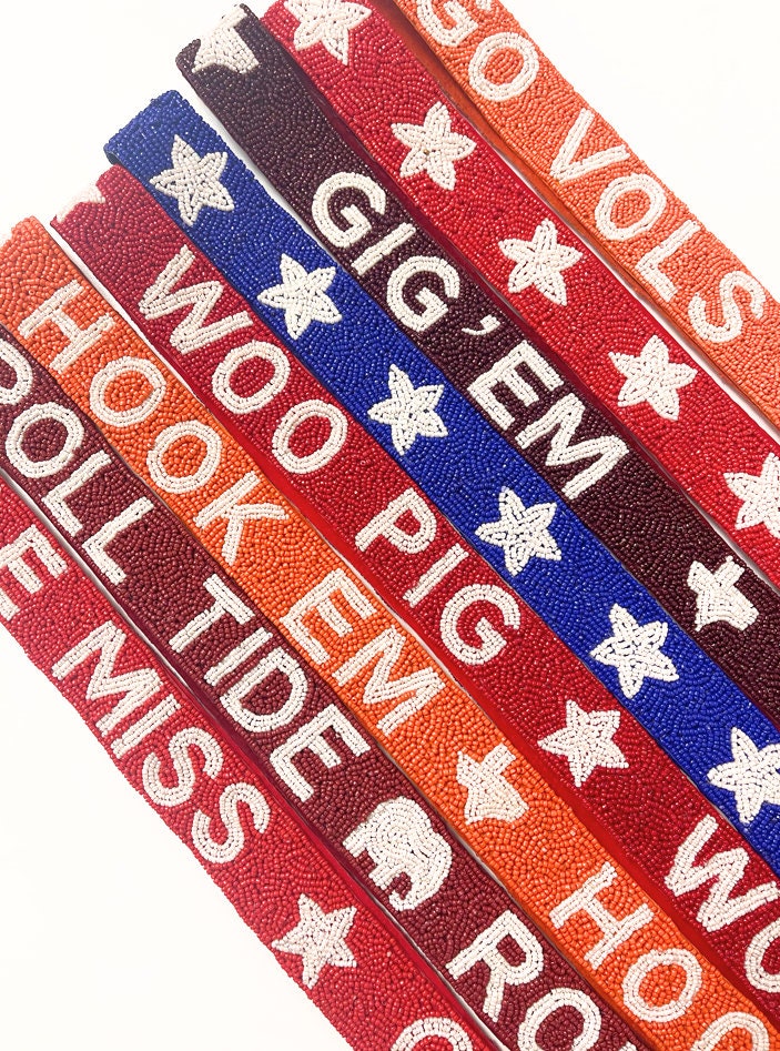 Beaded Gameday Strap Hand Beaded Go Vols Gig Em Geaux Etsy