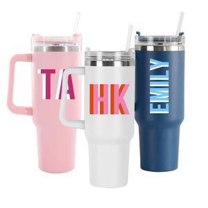Custom Shadow Monogram 40 oz Tumbler // Custom Cup, Monogram Tumbler, Monogrammed Tumbler, Custom Name Tumbler, Water Bottle, Gift For Her