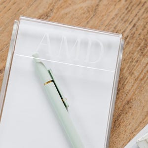 Personalized Acrylic Notepad Holder // Engraved Notepad Holder Monogrammed Personalized Gift Engraved Notes Desk Accessories Graduation Gift