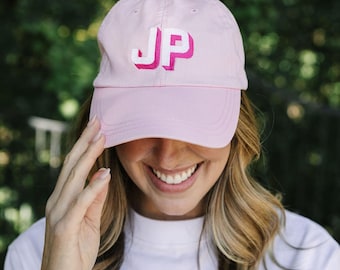 Embroidered Shadow Monogram Baseball Hat //Monogrammed Baseball Hat, Personalized Hat, Beach Hat, Baseball Cap, Bachelorette Hat, Custom Hat