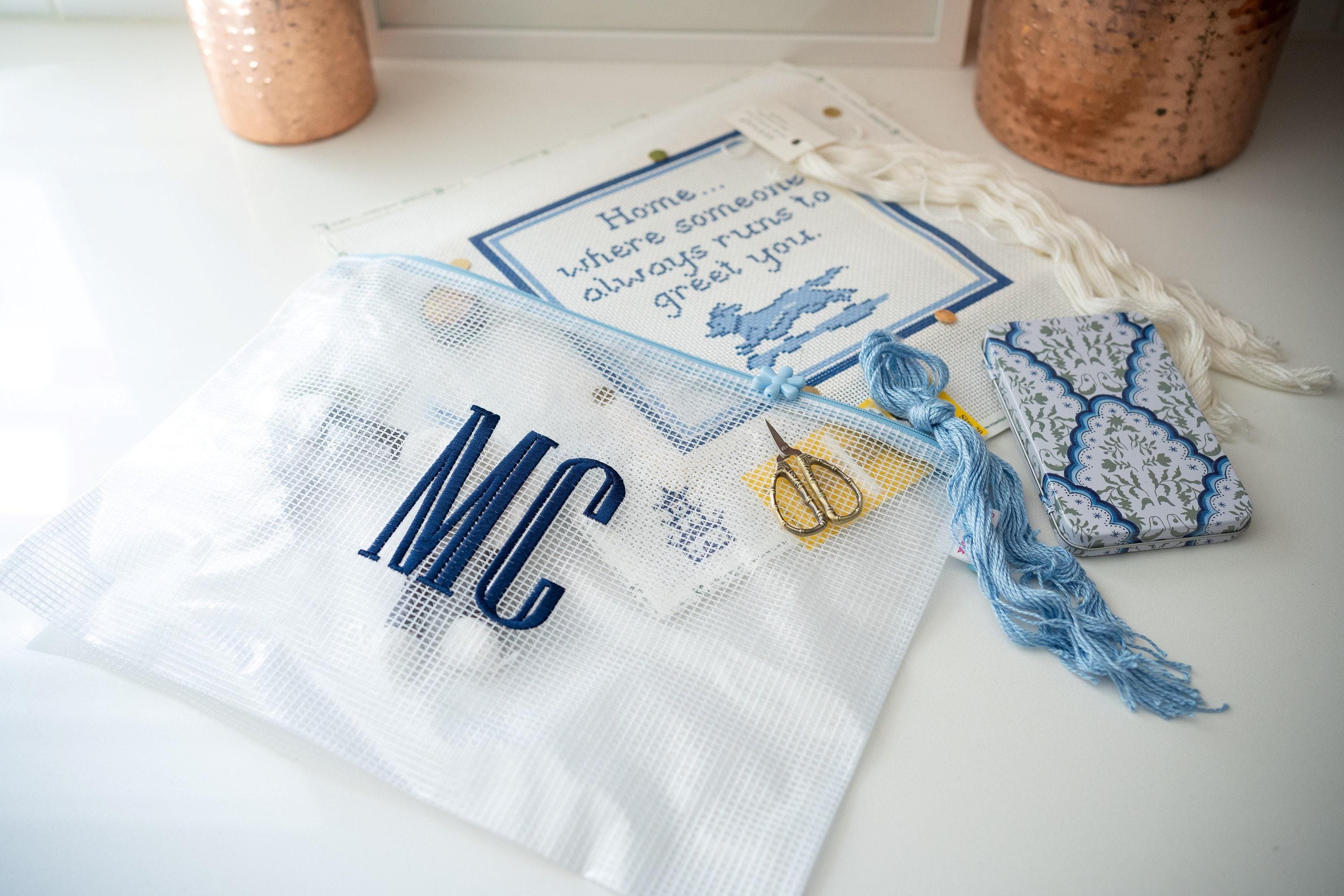 Needlepoint NDLPT Project Bag Storage // Embroidered Pool Bag // Bridesmaids Wedding Custom Bachelorette Name School Everyday