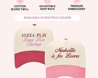 Custom Embroidered Cocktail Vintage Trucker Hat// Two Tone  display picture 2