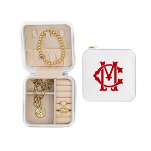 Monogrammed Jewelry Case - White, Black, Tan