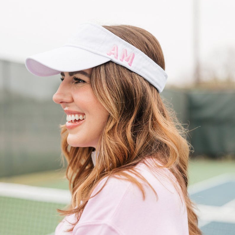 Embroidered Monogram Visor // Personalized Custom Visor, Monogram Sun Visor for Women, Embroidered Visor, Women's Monogram Hat, Monogrammed image 2