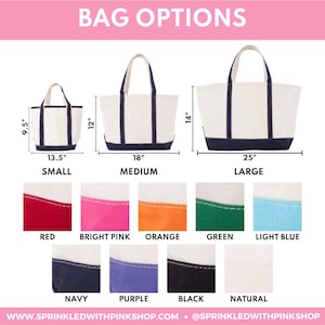 a collection of bag options in different sizes, ranging from small to large, with various colors and patterns. The image also includes a color swatch for each size, allowing customers to visualize the bags in different colors.
