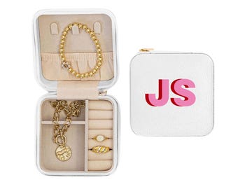 Shadow Monogram Travel Jewelry Case // Custom Jewelry Box Wedding Gift Jewelry Travel Organizer Bridal Party Jewelry Box Bridesmaid Gift