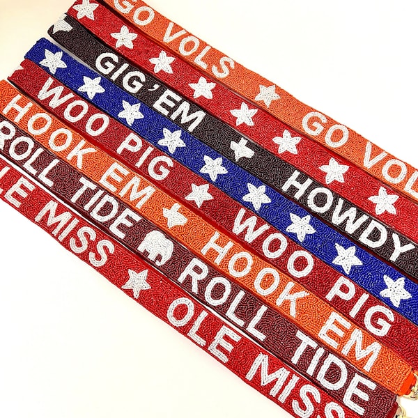 Beaded Gameday Strap | Hand Beaded | Go Vols, Gig Em, Geaux Tigers, Hook Em