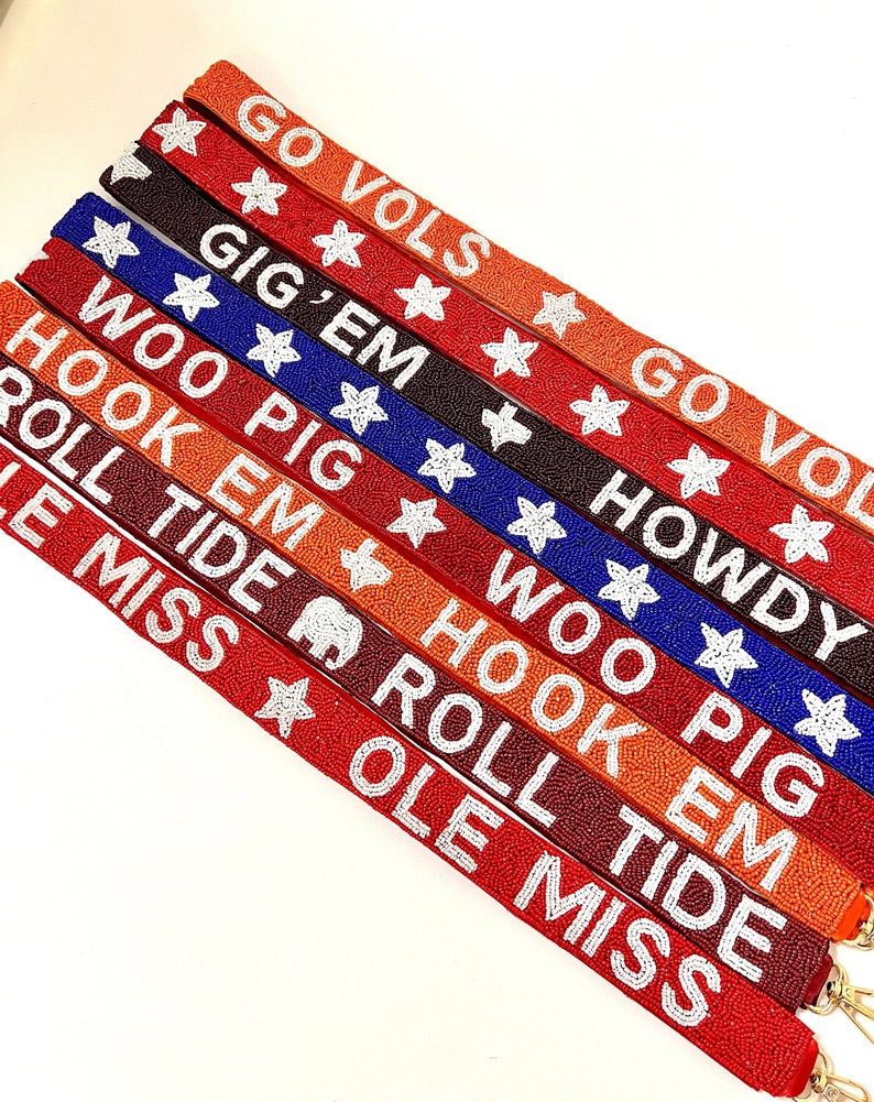 Beaded Gameday Strap Hand Beaded Go Vols Gig Em Geaux Etsy
