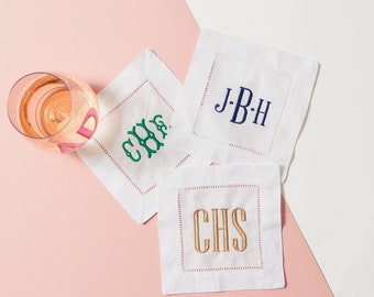 Embroidered Monogram Cocktail Napkins (Set of 4)