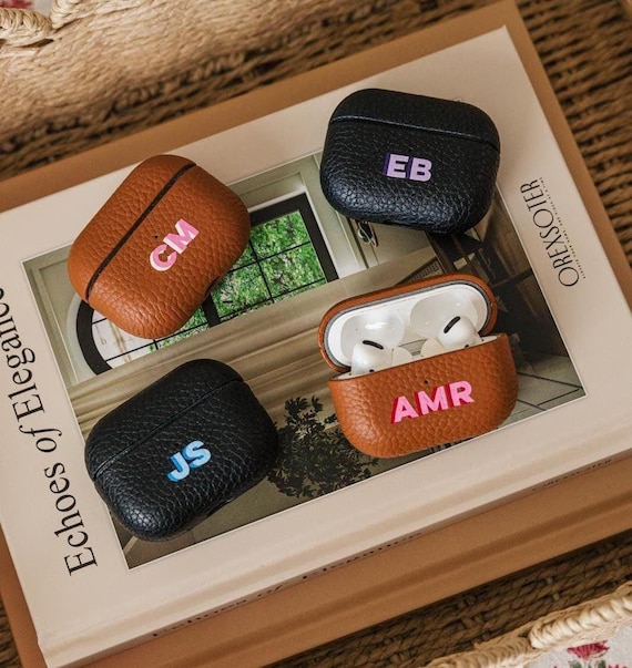 Shadow Monogram AirPods Pro Case // AirPod Pro 2, Customized AirPod Pro Case, Monogram AirPod Case, AirPod Case Holder, Leather Airpod Cover