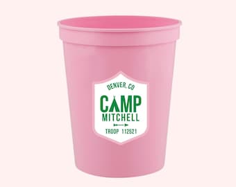 Custom Camp Shield Stadium Cup (set of 10) // Camp Bachelorette Party Cups, Last Trail Before the Veil, Camp Bride Bachelorette, Camp Theme
