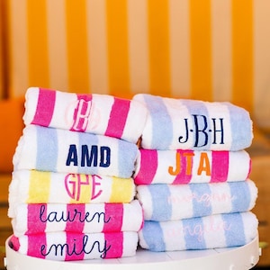 Embroidered Cabana Towel // Custom Towel, Bachelorette Gifts, Striped Beach Towel, Personalized Beach Towel, Custom Gifts, Monogrammed Towel image 7
