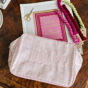 Needlepoint XL Project Pouch // Needlepoint NDLPT Project Bag Storage, Custom Name School Everyday, Needlepoint Bag image 7