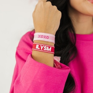 Custom Embroidered Bracelet // Personalized Bracelet, Embroidered Tassel Bracelet, Woven Embroidered Bracelet, Custom Friendship Bracelet
