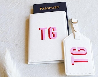 Funda para pasaporte con monograma de sombra // Funda para pasaporte con monograma, funda de cuero personalizada, regalo para luna de miel, billetera para pasaporte