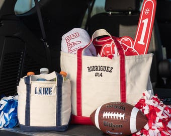 Geborduurde gameday canvas draagtas// Game Day canvas strandtas sportuitrusting tas weekendtas cadeau voor haar sport moeder draagtas voetbaltas