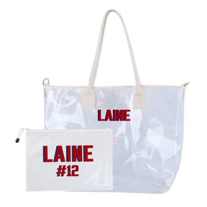 Gameday Clear Tote Bag & Pool Bag Bundle // Custom Stadium Bag, Clear Stadium Bag, Game Day Clear Bag, Custom Team Bag, Catch All Pouch
