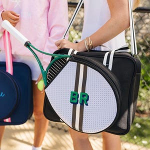 Striped Monogram Tennis Bag // Personalized Tennis Gift Monogram Sports Bag Tennis Gear Organizer Gifts for Tennis Lovers Tennis Racket Bag