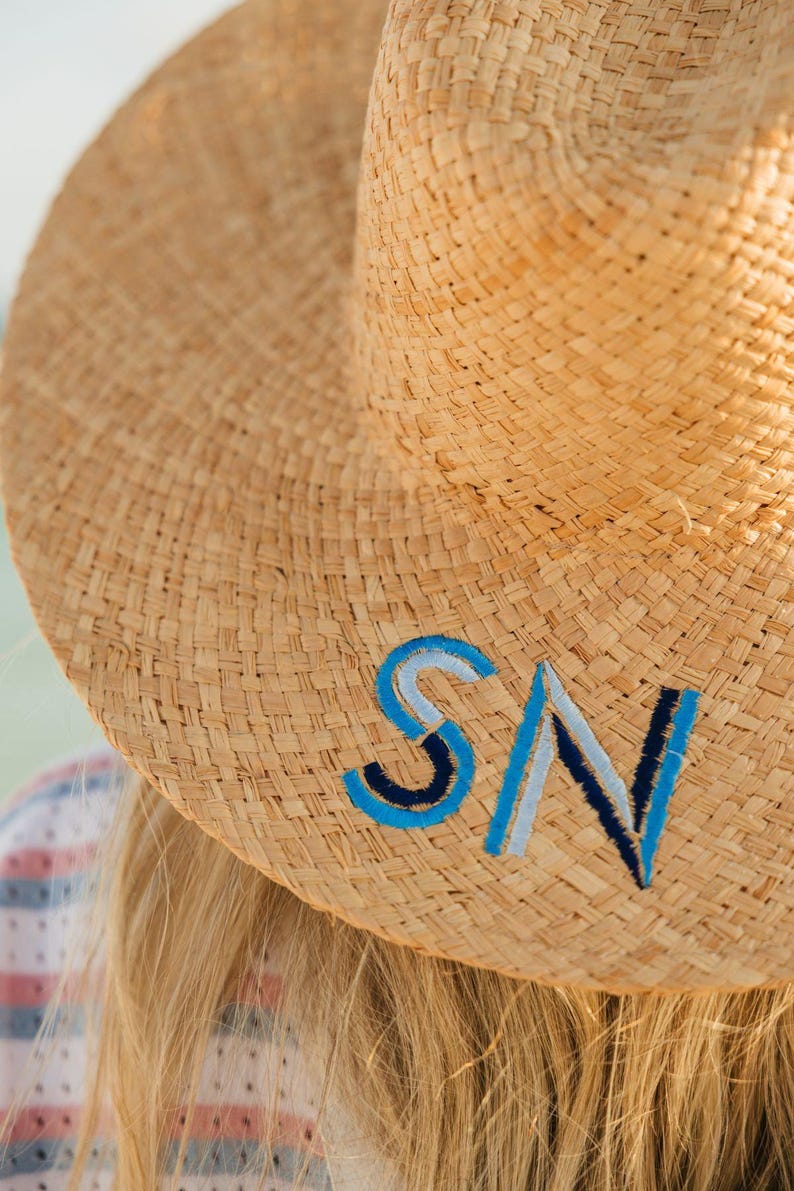 Embroidered Straw Beach Hat - Madison Monogram // Personalized Straw ...