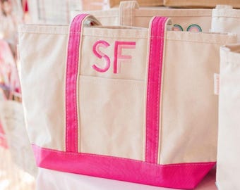 Embroidered Monogram Canvas Tote // Personalized Gift, Bridesmaid Tote, Custom Tote Bag, Bachelorette Bags, Bachelorette Party Gift