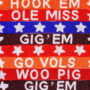 Beaded Gameday Strap | Hand Beaded | Ole Miss, Dallas Cowboys, Go Frogs, TCU, Wrech Em, Texas Tech, Alabama, Roll Tide, Graduation Gift
