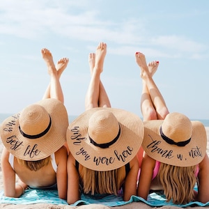 Custom Floppy Beach Hat // Custom Bachelorette Trip Honeymoon Beach Weekend