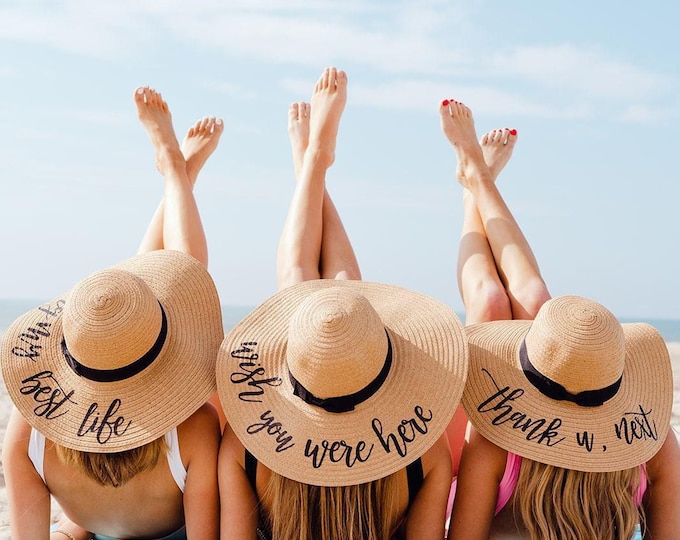 Custom Floppy Beach Hat // Custom Bachelorette Trip Honeymoon Beach Weekend