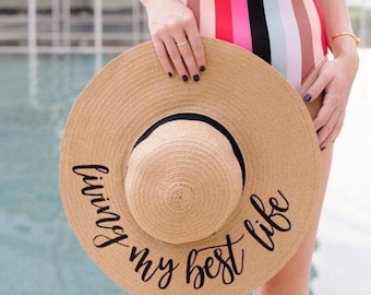 Custom Floppy Beach Hat // Custom Bachelorette Trip Honeymoon Beach Weekend