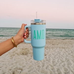 Custom Monogrammed 40 oz Tumbler // Tumbler with Handle, Personalized Tumbler, Bachelorette, Bridesmaid Gift, Graduation Gift, Teacher Gift