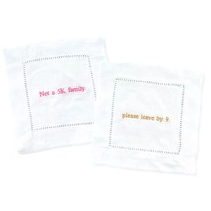 Embroidered Ironic Cocktail Napkins (Set of 4) // Funny Bar Decor, Custom Text Linen Napkins, Funny Party Napkins, Hostess Gift, Party Decor