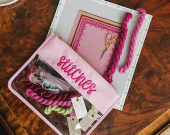 Bolsa de nailon transparente para bordado // Bolsa para proyectos de bordado NDLPT, almacenamiento para damas de honor, nombre personalizado, escuela, uso diario