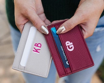 Personalized Leather Cardholder // Pebbled Leather Credit Card Holder // Minimalistic Card Holder