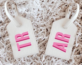 Shadow Monogram Luggage Tag // Personalized Luggage Tag Gift, Birthday Gift, Bridesmaid Gift, Wedding Favors, Vegan Leather Luggage Bag Tag