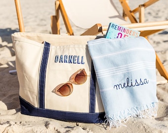Embroidered Monogram Canvas Tote // Personalized Gift, Bridesmaid Tote, Custom Tote Bag, Bachelorette Bags, Bachelorette Party Gift