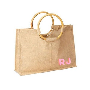 Shadow Monogram Bamboo Jute Carryall (Bottom Right)