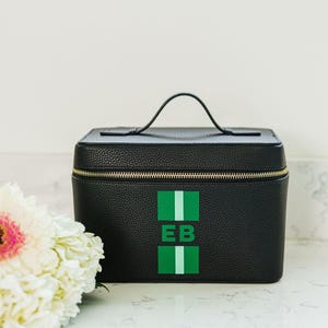 Leren etui met gestreept monogram