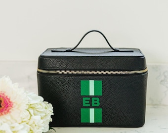 Striped Monogram Leather Train Case