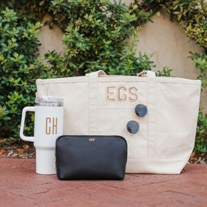 Embroidered Monogram Canvas Tote // Custom Teacher Bag, Teacher Appreciation, Personalized Gift For Teacher, Teacher Gifts, Back to School