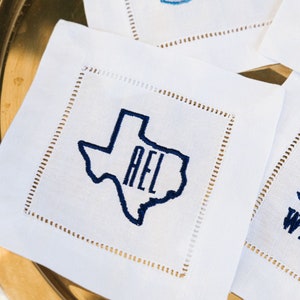 Embroidered Texas Monogram Cocktail Napkins Set of 4 image 3