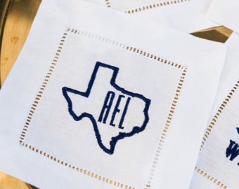 Embroidered Texas Monogram Cocktail Napkins (Set of 4)