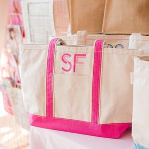 Embroidered Monogram Canvas Tote // Personalized Gift, Bridesmaid Tote, Custom Tote Bag, Bachelorette Bags, Bachelorette Party Gift image 5