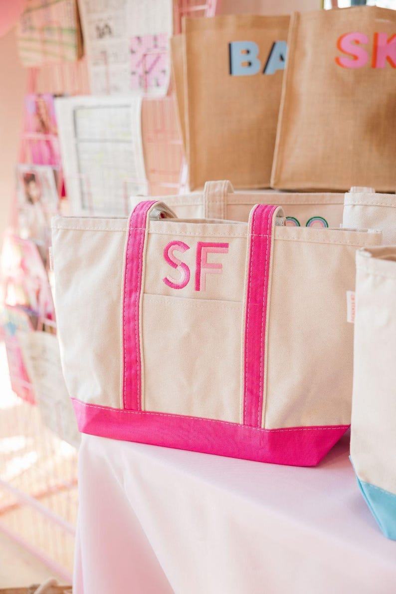 Embroidered Monogram Canvas Tote // Personalized Gift, Bridesmaid Tote, Custom Tote Bag, Bachelorette Bags, Bachelorette Party Gift image 5