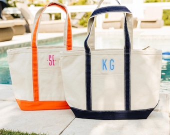 Embroidered Monogram Canvas Tote // Personalized Gift, Bridesmaid Tote, Custom Tote Bag, Bachelorette Party Bags, Easter Gifts For Her
